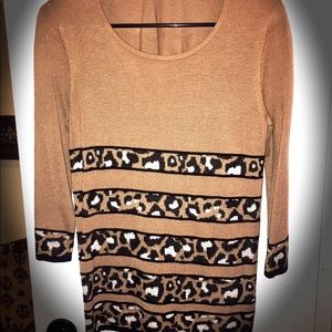 Tan sweater w/ cheetah print (size M from NY & Co)